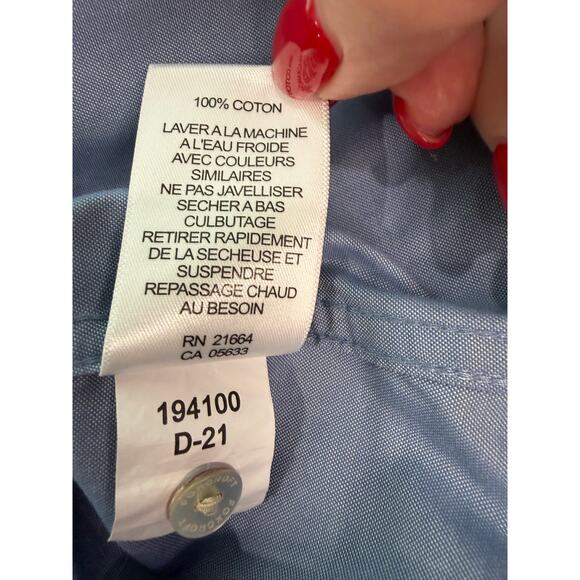 Foxcroft Blue Button Up Blouse Long Sleeve Collar Cotton No Iron Women’s 16 EUC - Picture 6 of 6